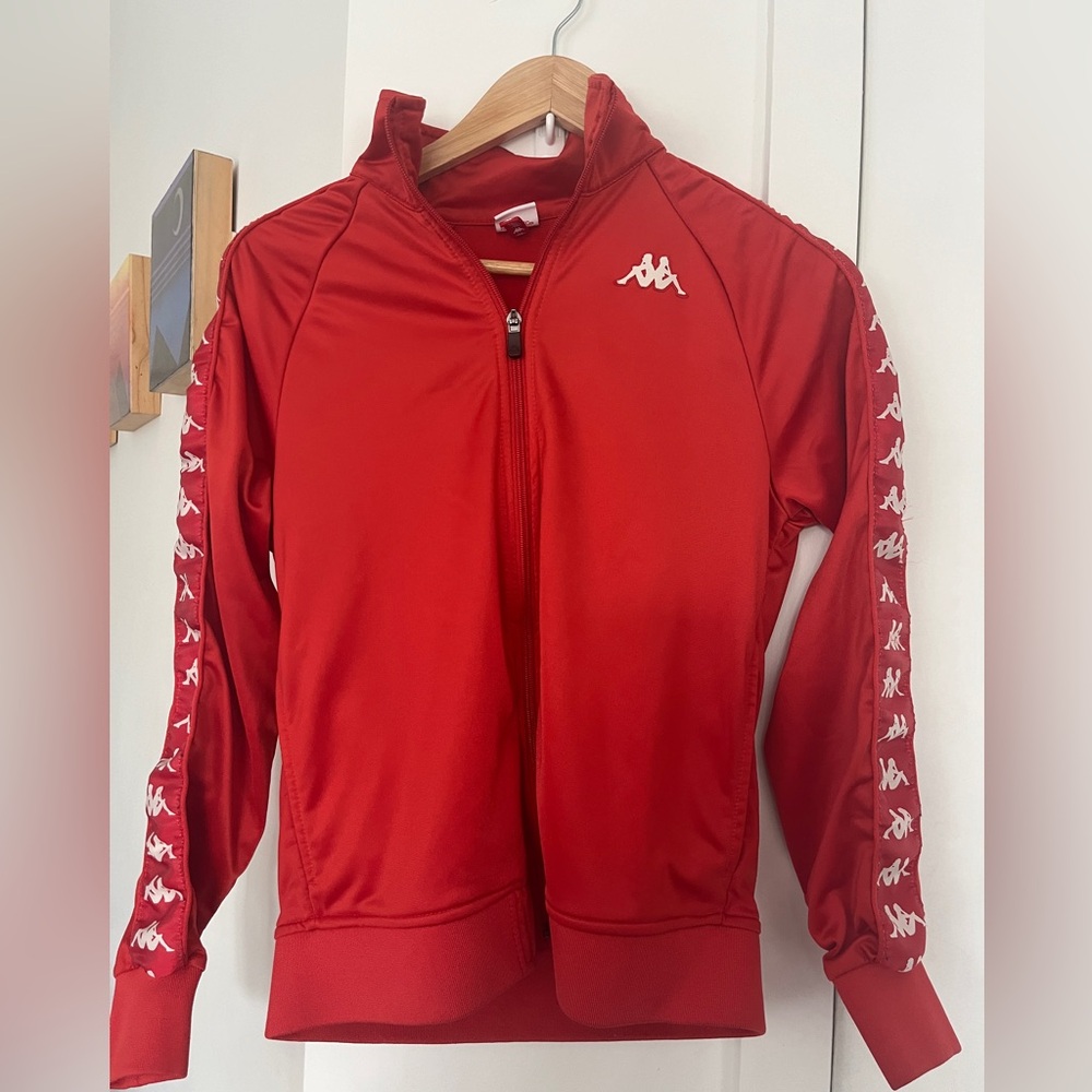 #67 Kappa bright red zipper tracksuit jacket